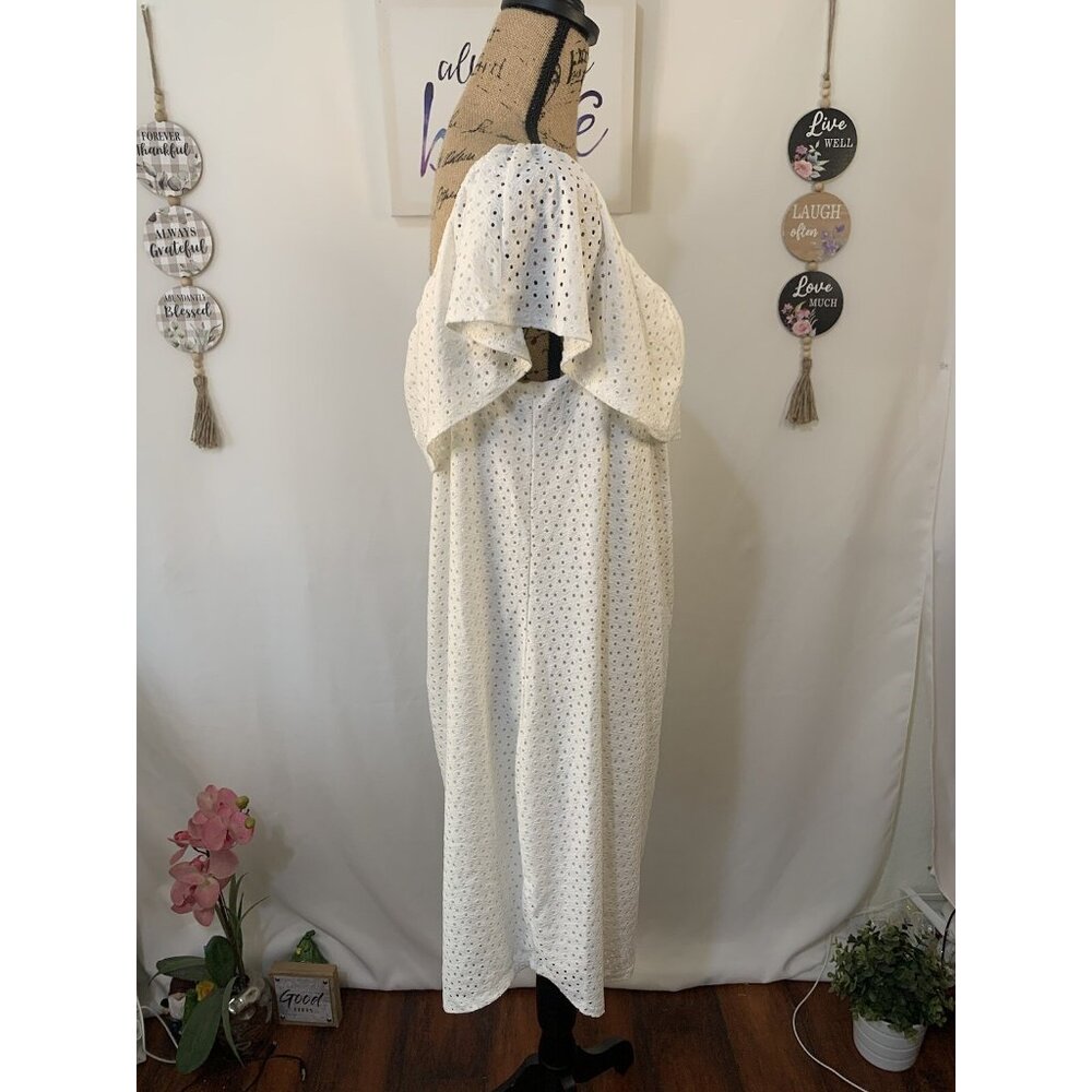 (F-151)Lola Grace Women’s Off Shoulder Midi Dress White Eyelet Polka Dot Size X - Picture 6 of 9